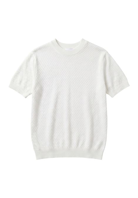 Paolo Pecora Milano Men's Jacquard Knit Cotton T-Shirt - Optical White PAOLO PECORA |  | A047 F1001102